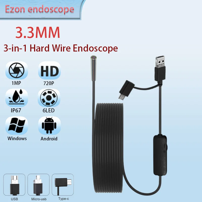 1mp-33mm-工業用内視鏡カメラ-エンジン検査用-15m-usb-type-c-android-3-in-1-頑丈な有線内視鏡プローブ