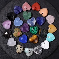 12MM Heart Shape Faceted Stone Bead Natural Rose Quartz Agate Amethyst Loose Spacer Charm Pendant For Jewelry Making Earring DIY