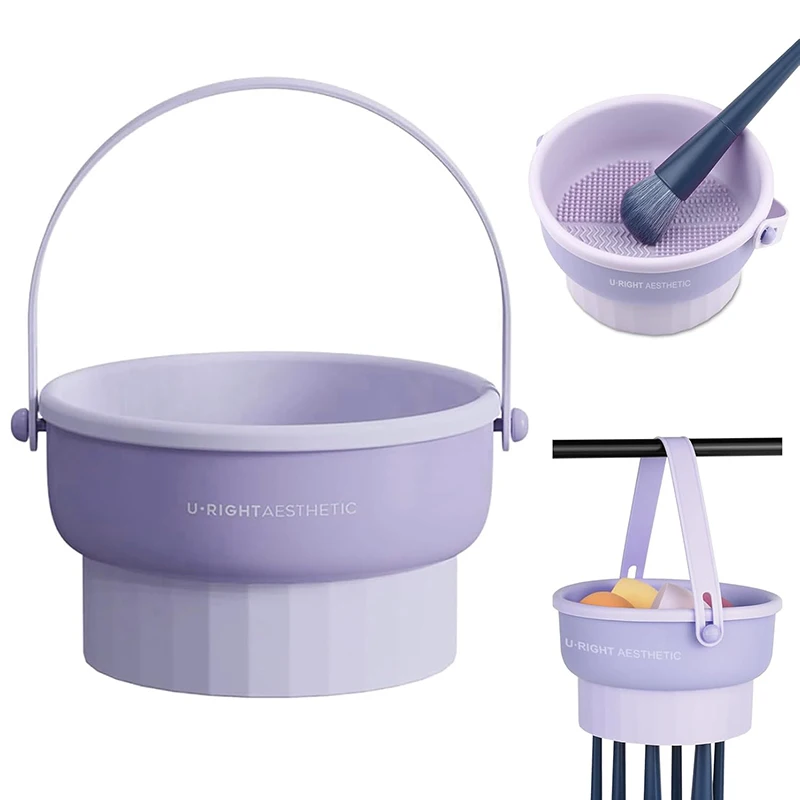 Silicone Makeup Brush & Sponge Cleaning Box - All-in-One Cleaning, Drying & Storage, Beauty Tool Use brush holder makeup