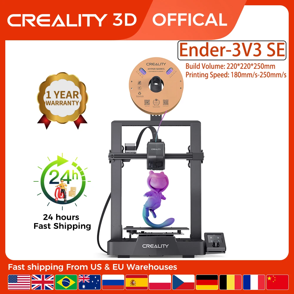 

Creality 3D Ender-3V3 SE 250MM/S Fast Printing 3D Printer With Automatic Leveling Sprite Extruder Dual Z-axis And Y Optical Axis