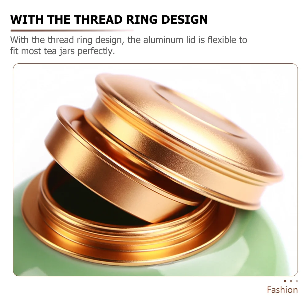 

1 Set Of Alloy Tea Jar Lid Aluminum Cover For Household Dust-Proof Storage Wear-Resistant Lightweight Replacement Cap Compatible