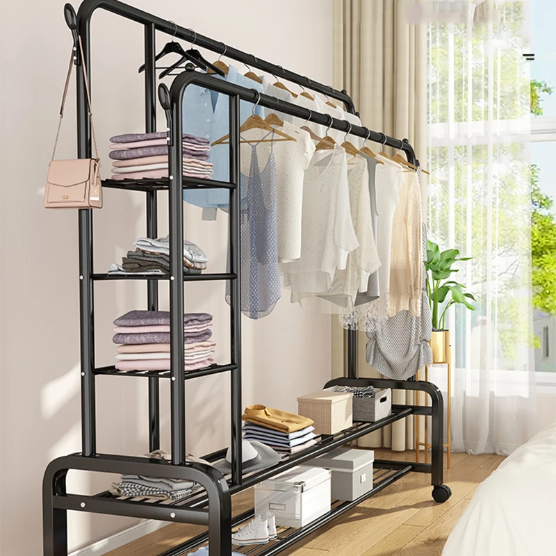 Minimalista Garment Black Clothes Hanger, Stand Secagem Rack, Varanda Designer Pole, Móveis Hall