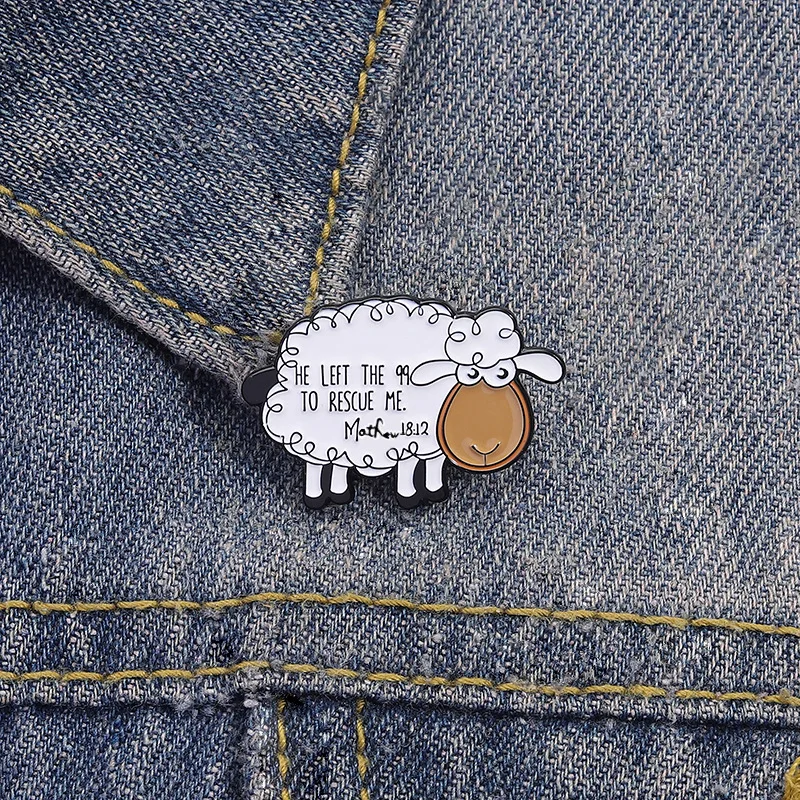 لطيف الأبيض الحيوان الأغنام بروش دبابيس يقتبس انه ترك 99 لإنقاذني المينا سبيكة معدنية التلبيب دبوس مجوهرات الإكسسوارات هدية الدعائم #6