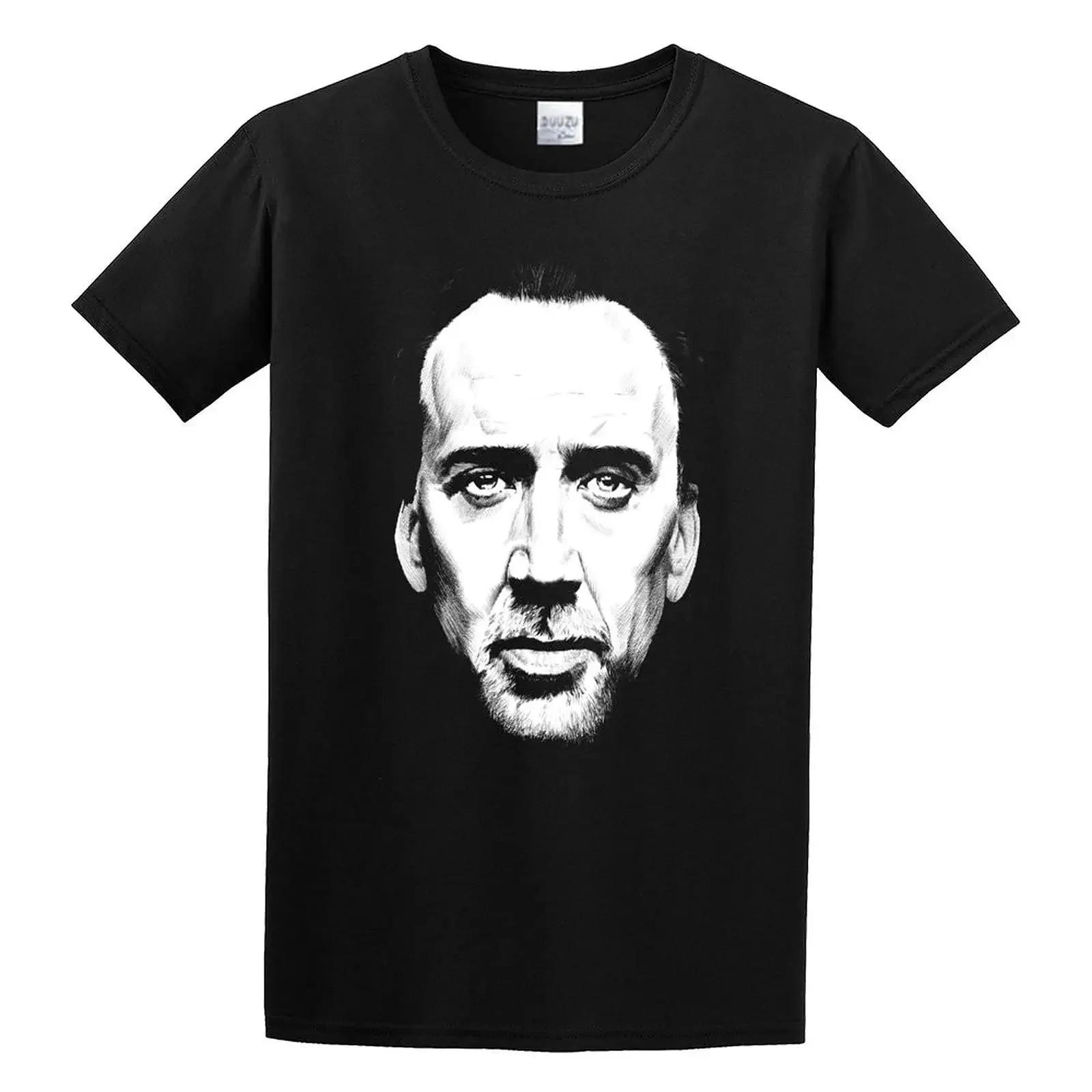 Nicolas Cage Face Top 100 Cotton  T Shirt Black vintage Washed Breathable fashion Slightly Unisex graphic Top For Everyday Wear