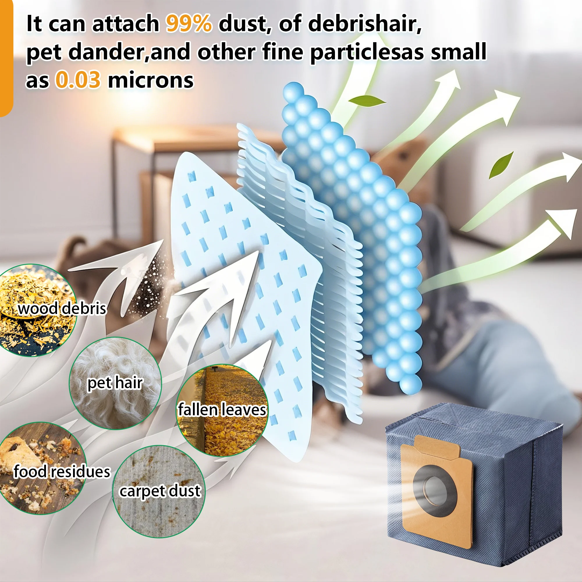12 Pack Dust Bags for Eufy X10 Pro Omni Robot Vacuum and X8 Pro with Self-Empty Station, with 1 Orange Brush image 5