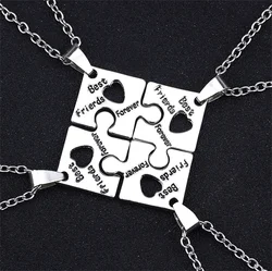 4 Pcs/set Best Friends Pendants Necklaces Friendship Forever Choker Necklace BFF Hollow Love Heart Jewelry Gift For Friend