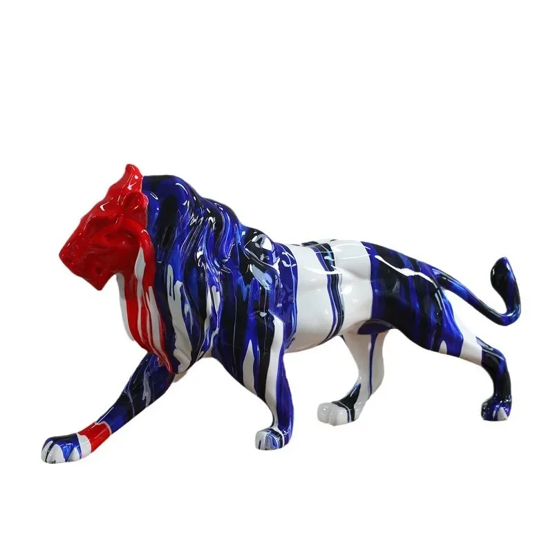 Modern fluid lion resin crafts color living room office model house home decoration gift ornament