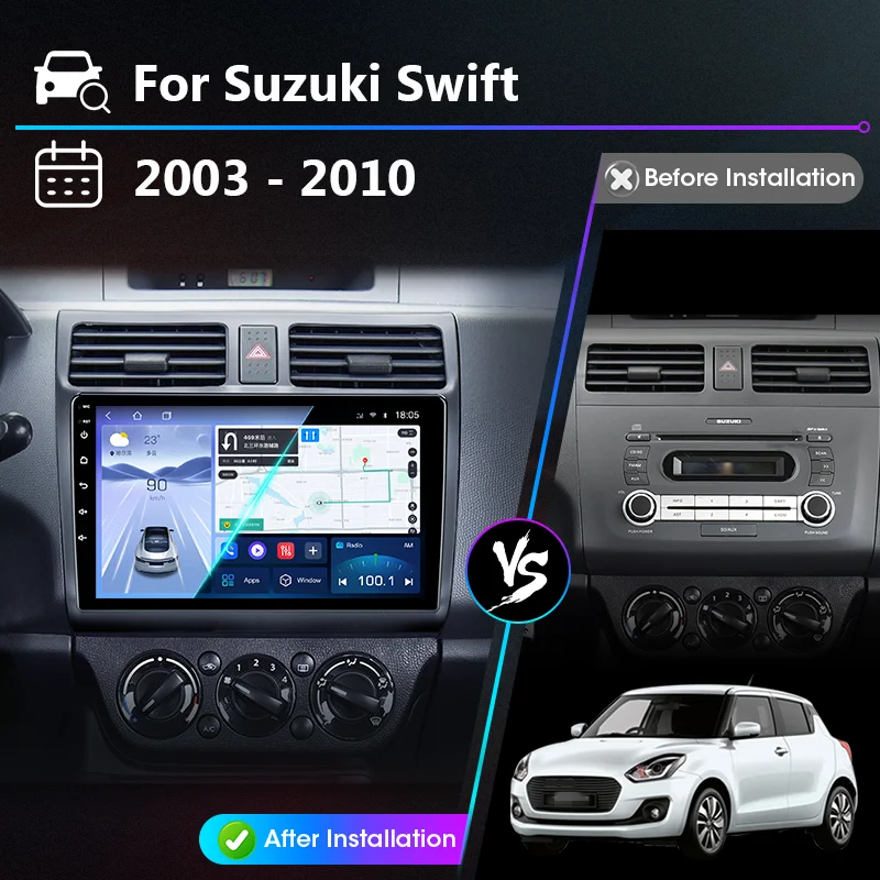 Android 12 Car Radio CarPlay Multimidia Video Player For Suzuki Swift 2003 2004 2005 2006 2007 2008 2009 2010 Navigation GPS 4G