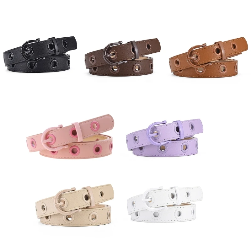 Gothic PU Belt for Teens Girl Women Waistband Casual Waist Belt for Shorts Pants