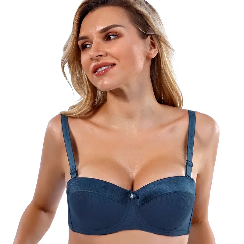 BINNYS High Quality Half Cup Soutien Gorge Grandes Bonnets Solid Color Underwire Sujetador Women Push Up Balcony Balconette bra