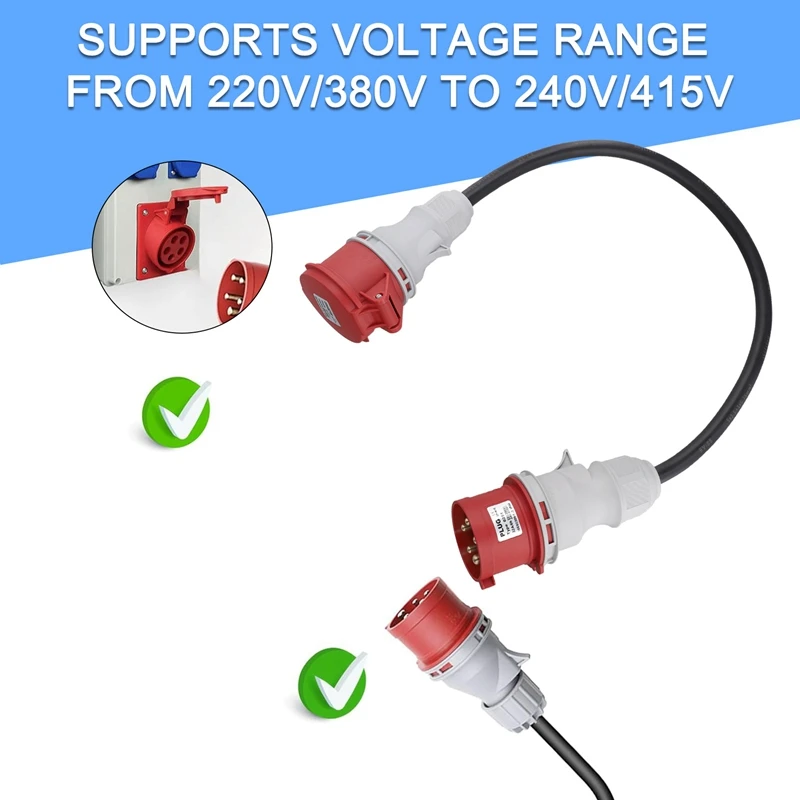 5Pin Adapter Plug 32A To 16A Coupling Socket [3-Phase,400V] Hose Cable High Current Adapter ,Protection Class IP44