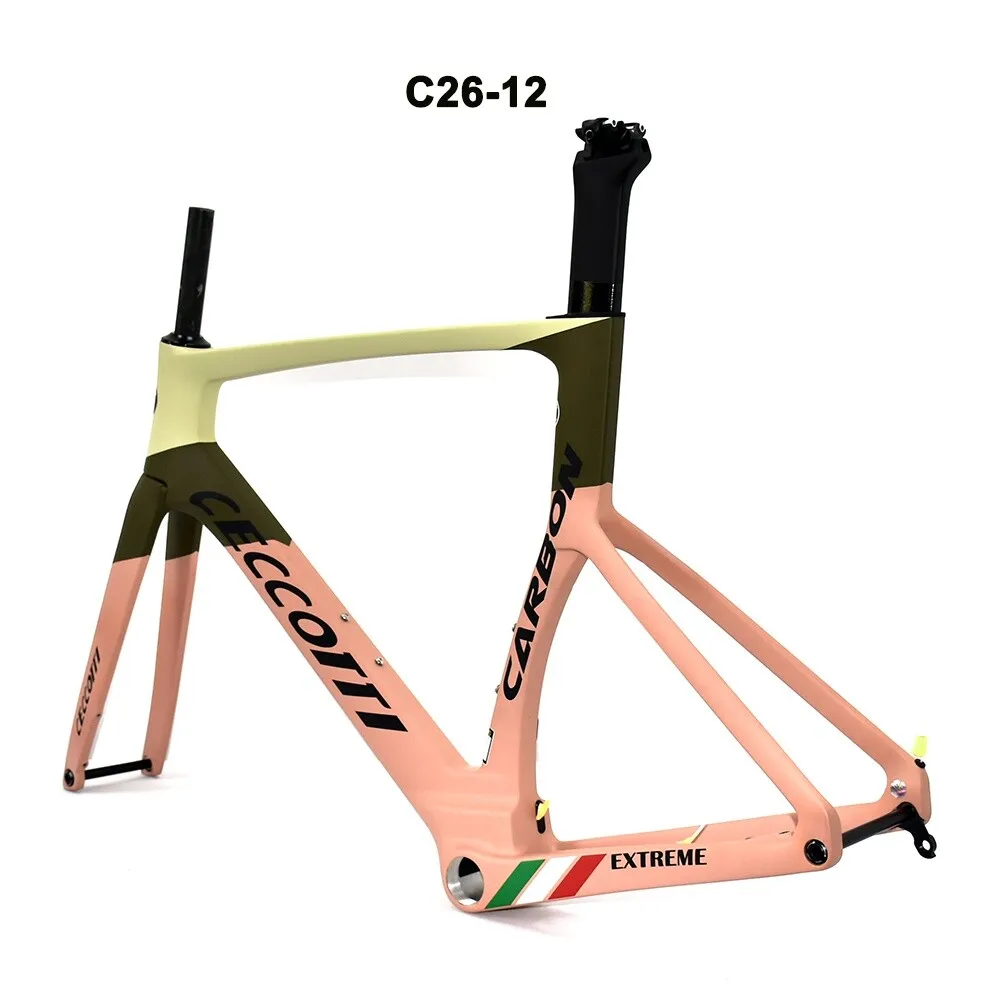 เฟรมจักรยานถนนคาร์บอนเต็ม,สายเคเบิลซ่อนภายในเต็มรูปแบบ,ดิสก์เบรก,Racing T47,วงเล็บด้านล่าง,ทาสีกิ้งก่า,2025