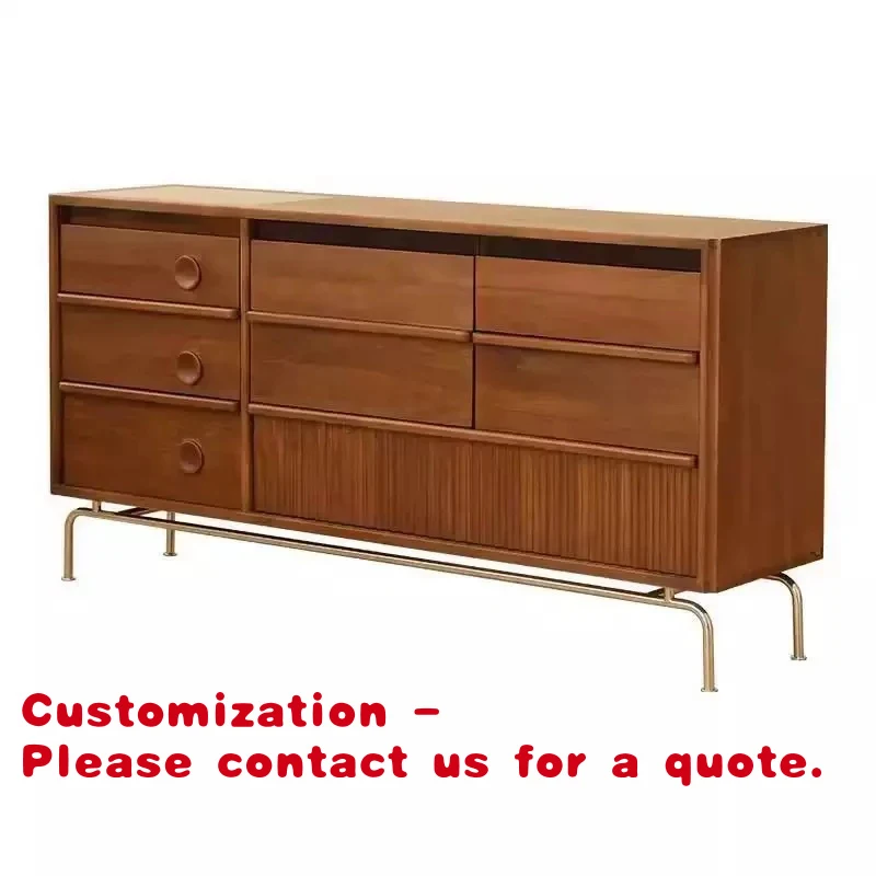 custom.Factory Mid-Modern Wood Cabinet Multi-Drawer Organizer Living Room Sideboard Large Capacity Bedroom Furn