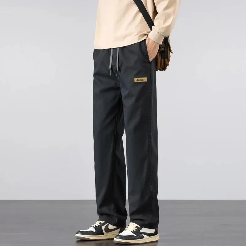 

Men's Faion Thiened Casual Pants Autumn Winter Wide Leg Selv Trousers Busin Casual Straight Leg Pants