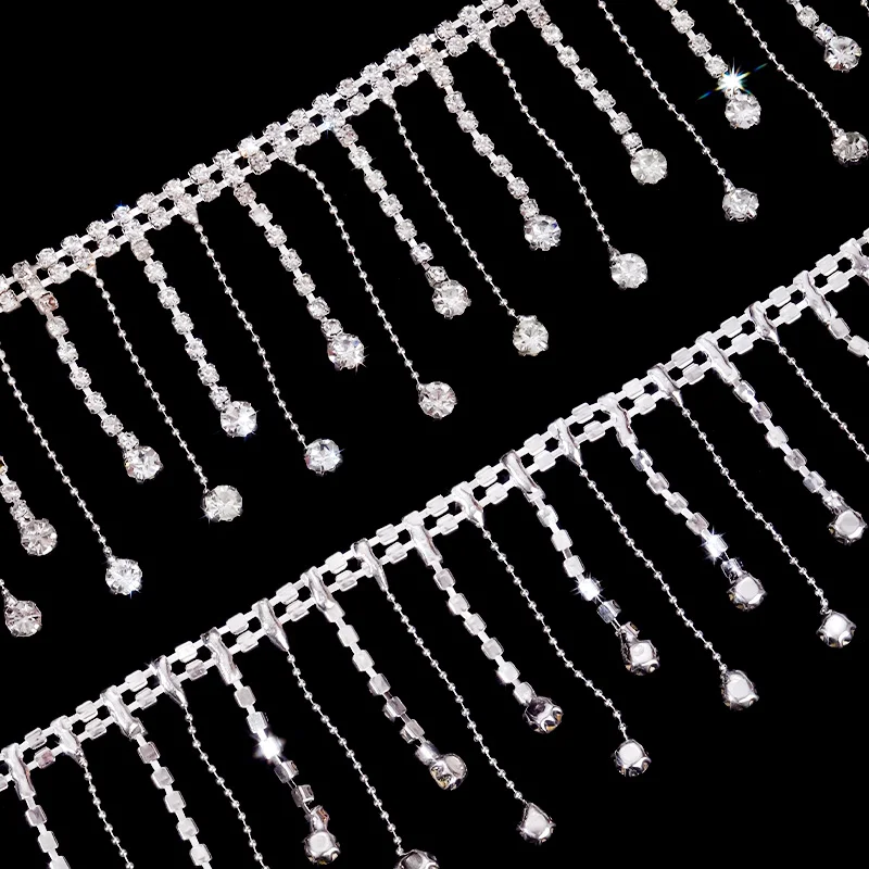 Ducrystal 40/90cm Crystal Claw Chain Sewing/Glue on Clear Rhinestone Decorative Chain Craft Wedding Dress DIY