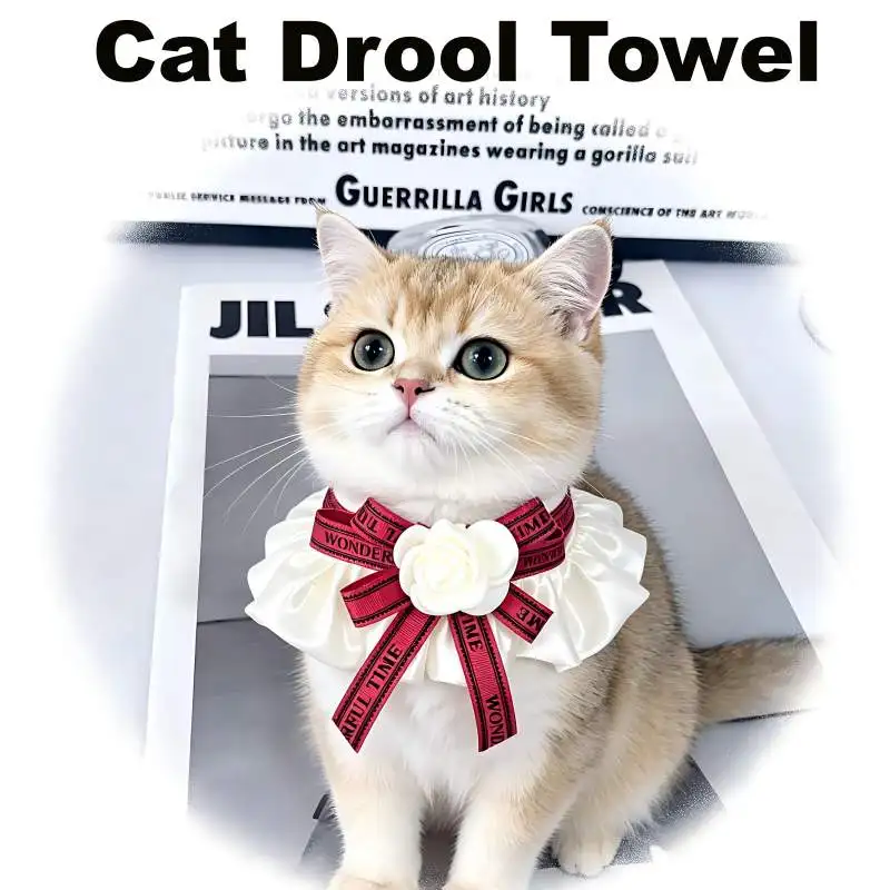 Pet Scarf Adjustable Polyester Cat Collar RED Beige Supplies for Pets Bow Tie Collar cat accessories new