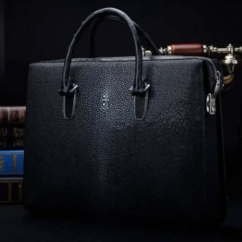 Ourui nova venda pérola pele de peixe masculino maleta preto masculino bolsa