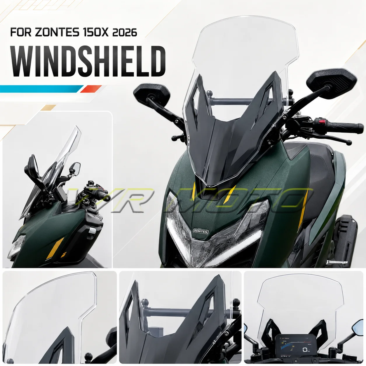 Forza‑Style Windscreen With Mirror Forward‑Shift Bracket Fit For 2026 ZONTES 150X Scooter Mod Accessories