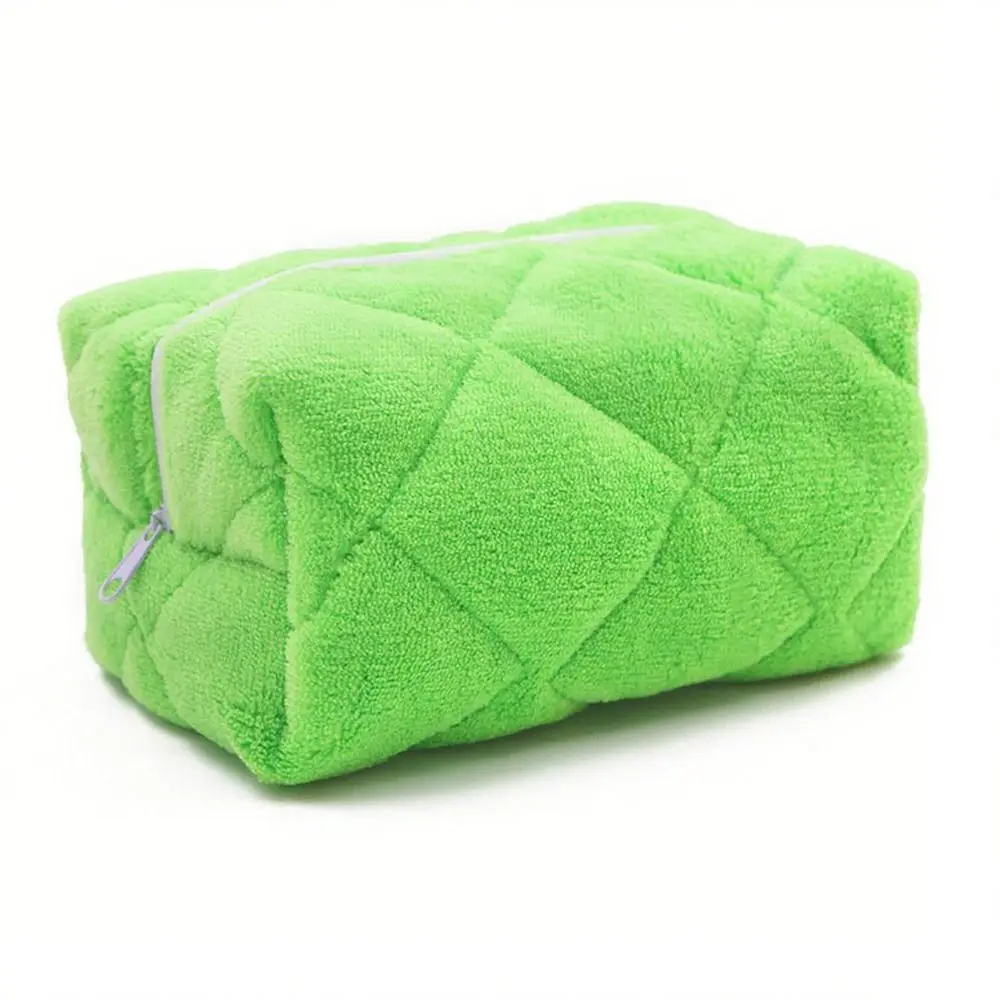 Cute Large Capacity Cosmetic Bag Pure Color Portable Design Toiletry Bag Plush Material Kawaii Style Storage Bag Washbag