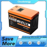 Cloudenergy 12V 200Ah LiFePO4 Battery Pack Backup Power, 2560Wh Energy 6000+ Cycles Built-in 100A BMS Support in Series/Parallel