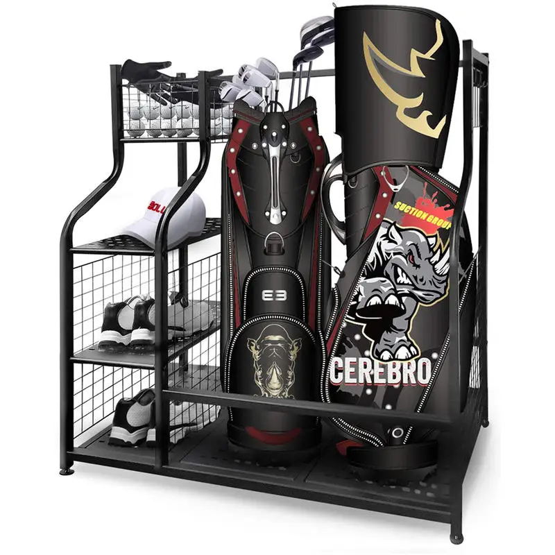 스포츠 장비 정리함 공 보관 랙 스포츠 기어 보관 차고 정리함 바구니 및 훅 포함