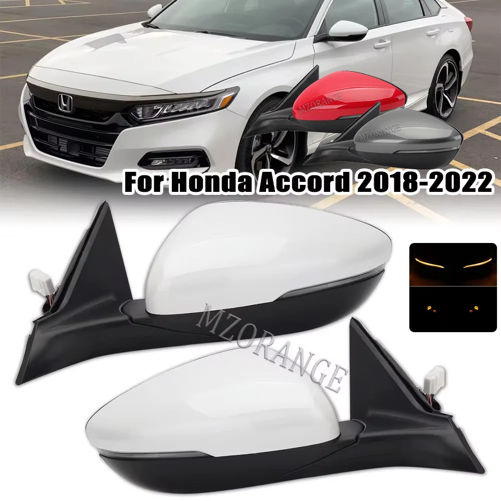 

Автомобильное боковое зеркало в сборе, 8 проводов, для Honda Accord 2018-2020 2021 2022, ручной складной сигнал поворота с подогревом, для ослепительных зон