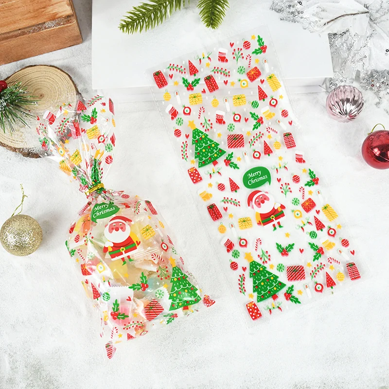 50 Teile/los Schneeflocke Weihnachten Cookie Verpackung Taschen Weihnachten Zellophan Party Taschen Behandeln Candy Tasche für Home Hochzeit Weihnachten Party – Detail 7