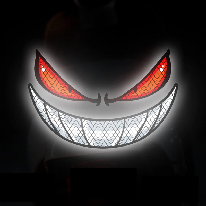 Devil Eye Reflective Motorcycle Safety Warning Stickers Decor Moto Bike Scooter Body Windshield Helmet Tailbox Decal Accessories