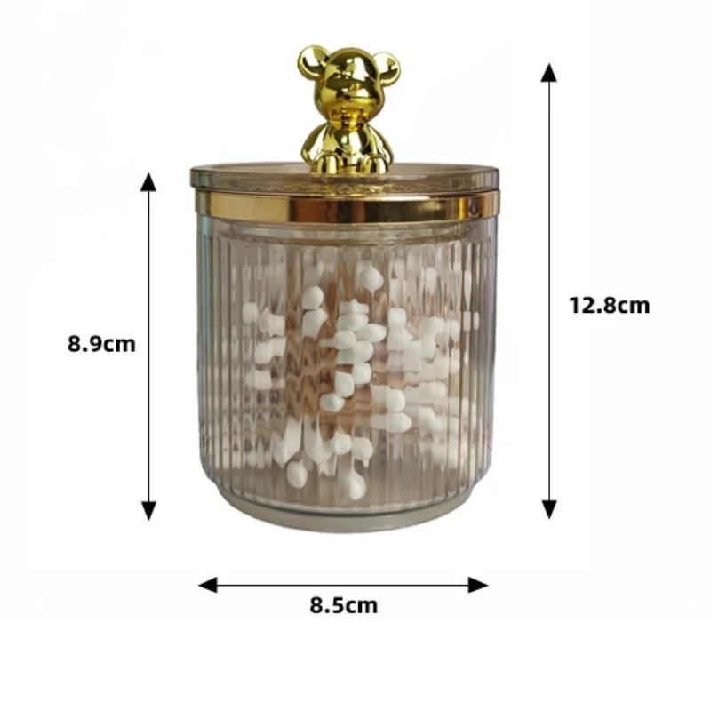 Cute Bear Cotton Pad Holder Cotton Swab Rod Storage Box Cosmetics Jewelry Bathroom Qtip Makeup Container Lipstick Organizer Box