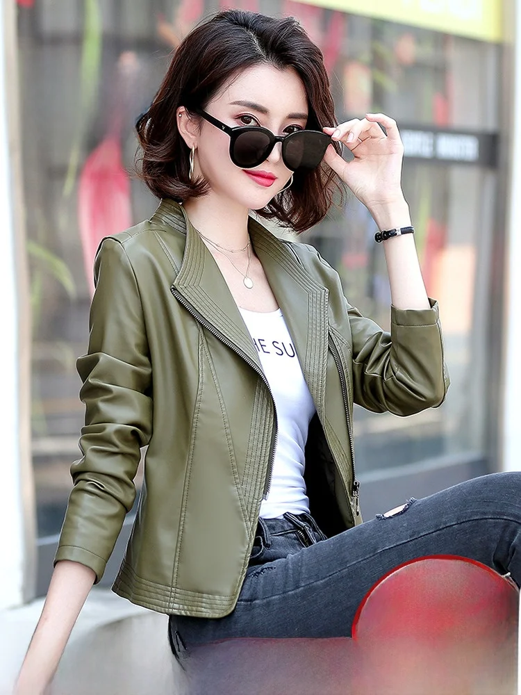 

Женская приталенная куртка из натуральной кожи, модная новинка весна-осень, на молнии, для повседневной носки, из овчины