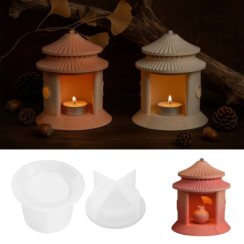 

DIY Miniature House Mold Set: New Chinese Style Palace Aroma Candle & Gypsum Candle Holder Display