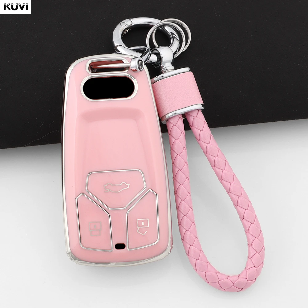 Modische TPU Autoschlüssel-Hülle Schutzhülle für Audi A4 B9 A5 A6 8S 8W Q5 Q7 4M S4 S5 S7 TT TTS TFSI RS Keyless