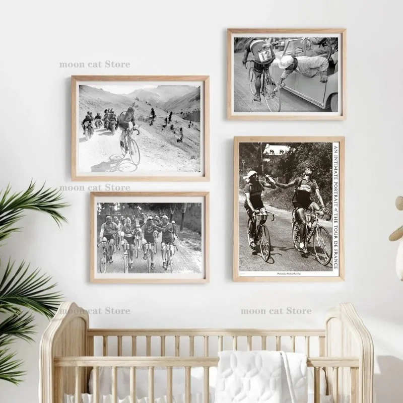 France Cycling Race Poster Black White Vintage Photography Frederico Bahomontes Canvas Painting Bike Wall Pictures Home Decor