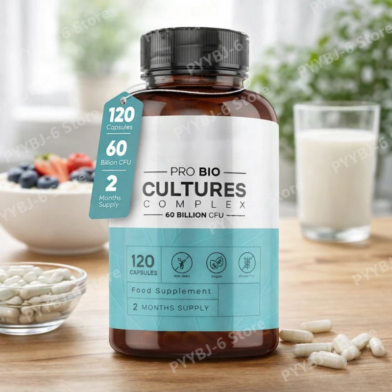 

Пробиотический комплекс 60 миллиардов КОЕ с пребиотиками, мультиштаммовыми пробиотическими культурами, веганские капсулы, ежедневная пищевая добавка