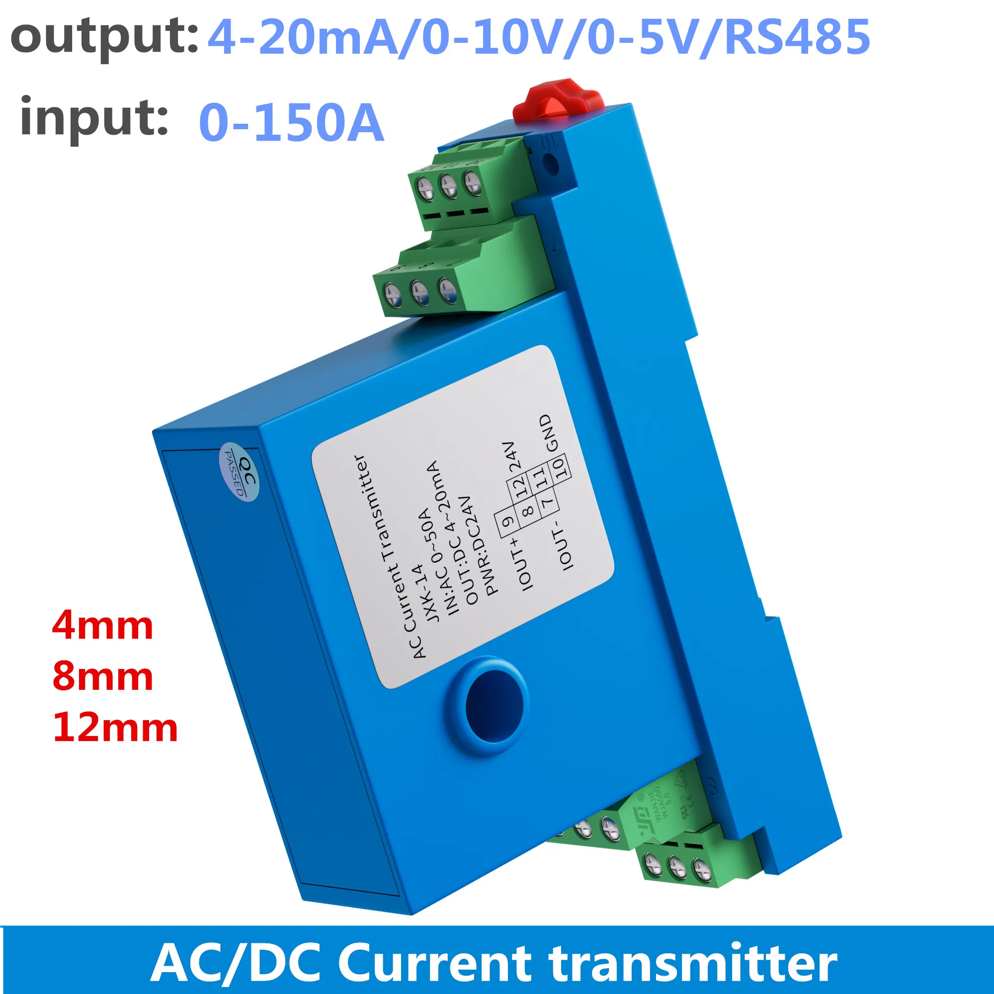 DC Current Transmitter Signal Isolator DC24V Hall 4mm 8mm Current Transmitter 4-20mA 0-10V 0-5V