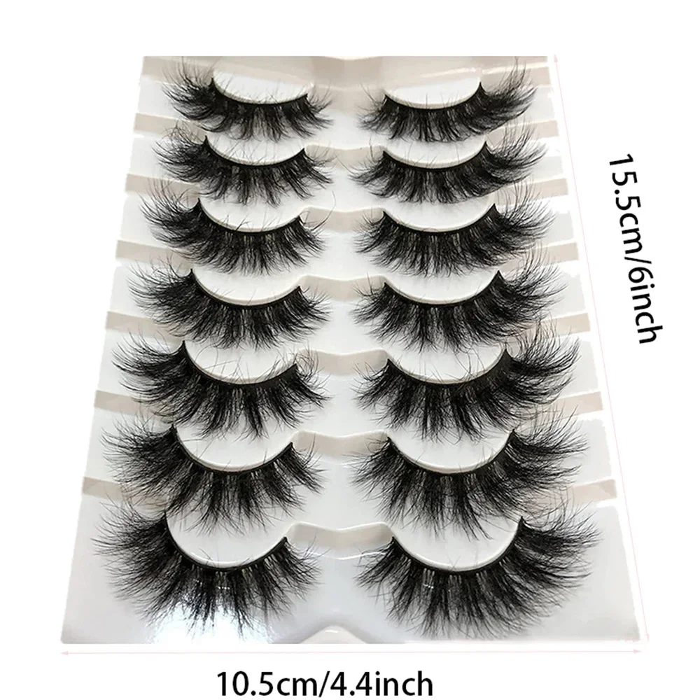 7 Pairs 6D Faux Mink Lashes Bulk Russian Volume Fluffy Natural False Eyelashes Thick Dramatic Mink Eyelashes