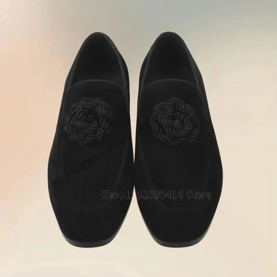 Rode Henneptouw Knoop Naaien Ontwerp Loafers Mode Slip Op Mannen Schoenen Luxe Handgemaakte Party Feest Banket Kantoor Mannen Casual Schoenen