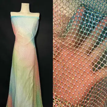 水晶帶網奢華鑽石網紗布料AB彩彈性網紗連身裙,綴滿鑽石的高端訂製布料 10 最佳銷售 水晶織物 - №8