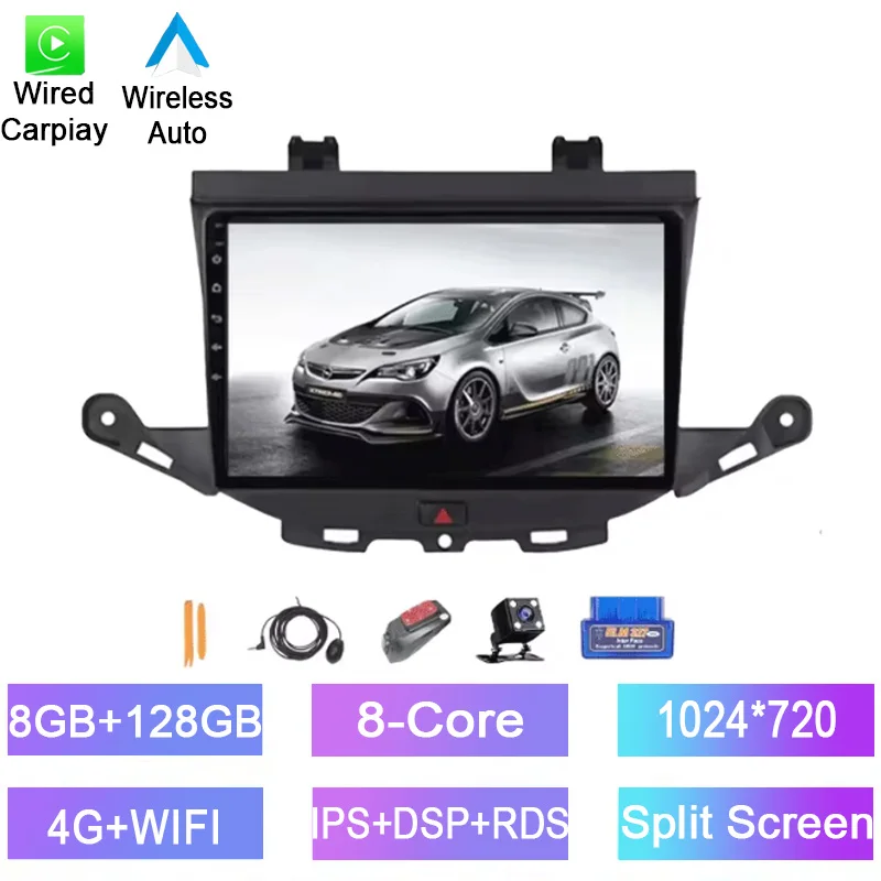 

Android car radio For Opel Astra K 2015-2019 stereo screen Carplay Bluetooth GPS Navigation FM radio 9’ [2/4/6/8G+32/64/128GB]