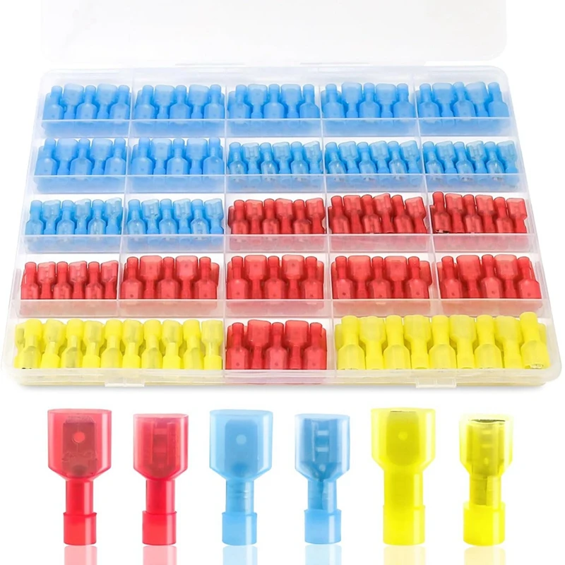 280PCS Spade Connector Kit, 22-10AWG Quick Disconnect Wire Connectors, Nylon Insulated Spade Terminal Connectors Durable