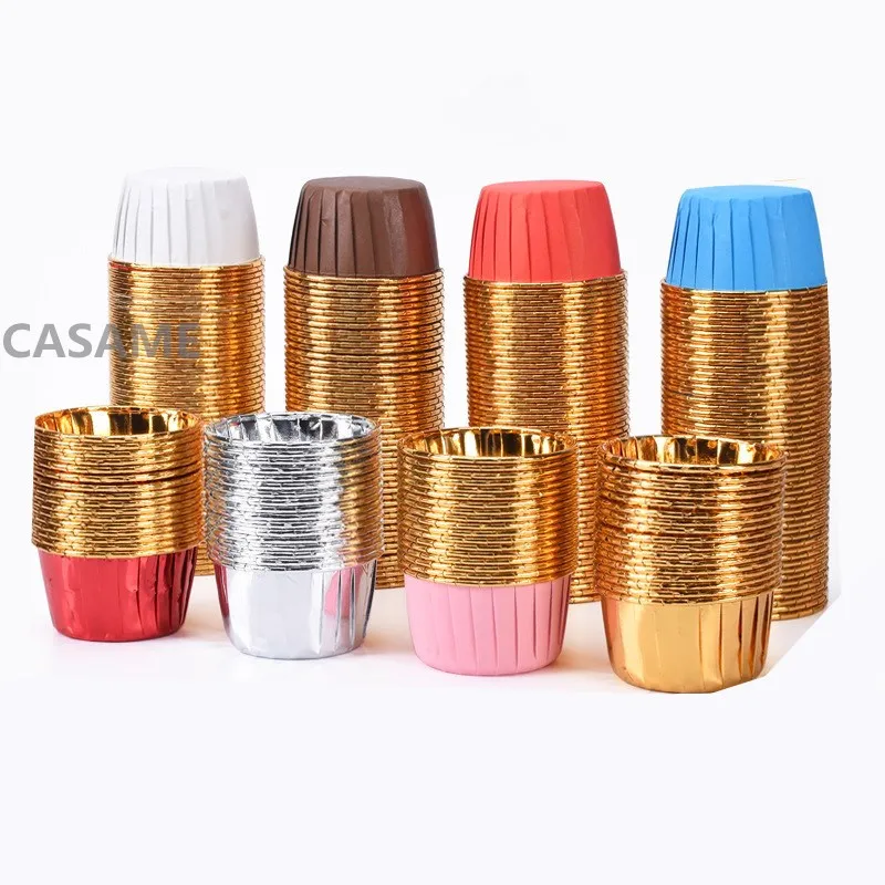 50pcs Gold Foil MINI Candy Nut Cups  St Patrick's Day Mini Baking Liners Cupcakes Cake Decoration Lovely Wedding Party