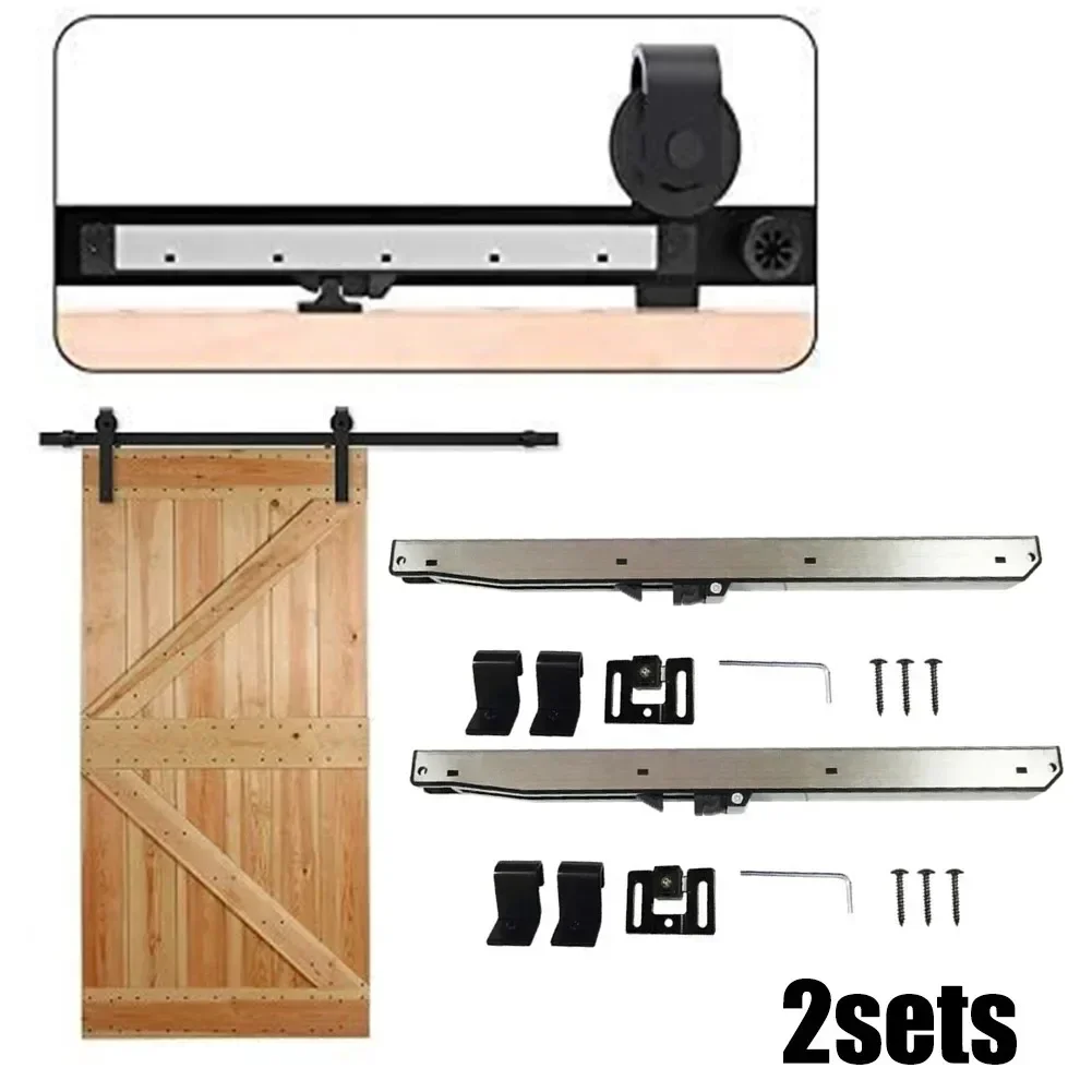 2set Soft Close Mechanism For Damper Sliding Barn Door Hardware Track Kit With S-Shape Hooks Actuators Screws