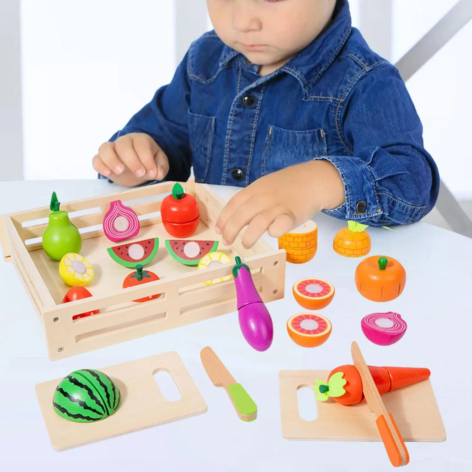 Cutting Fruits and Veggies Toys,Play Kitchen Accessory Toys,Educational Toys for Hand Eye Coordination Kids Ages 3+ Years Old