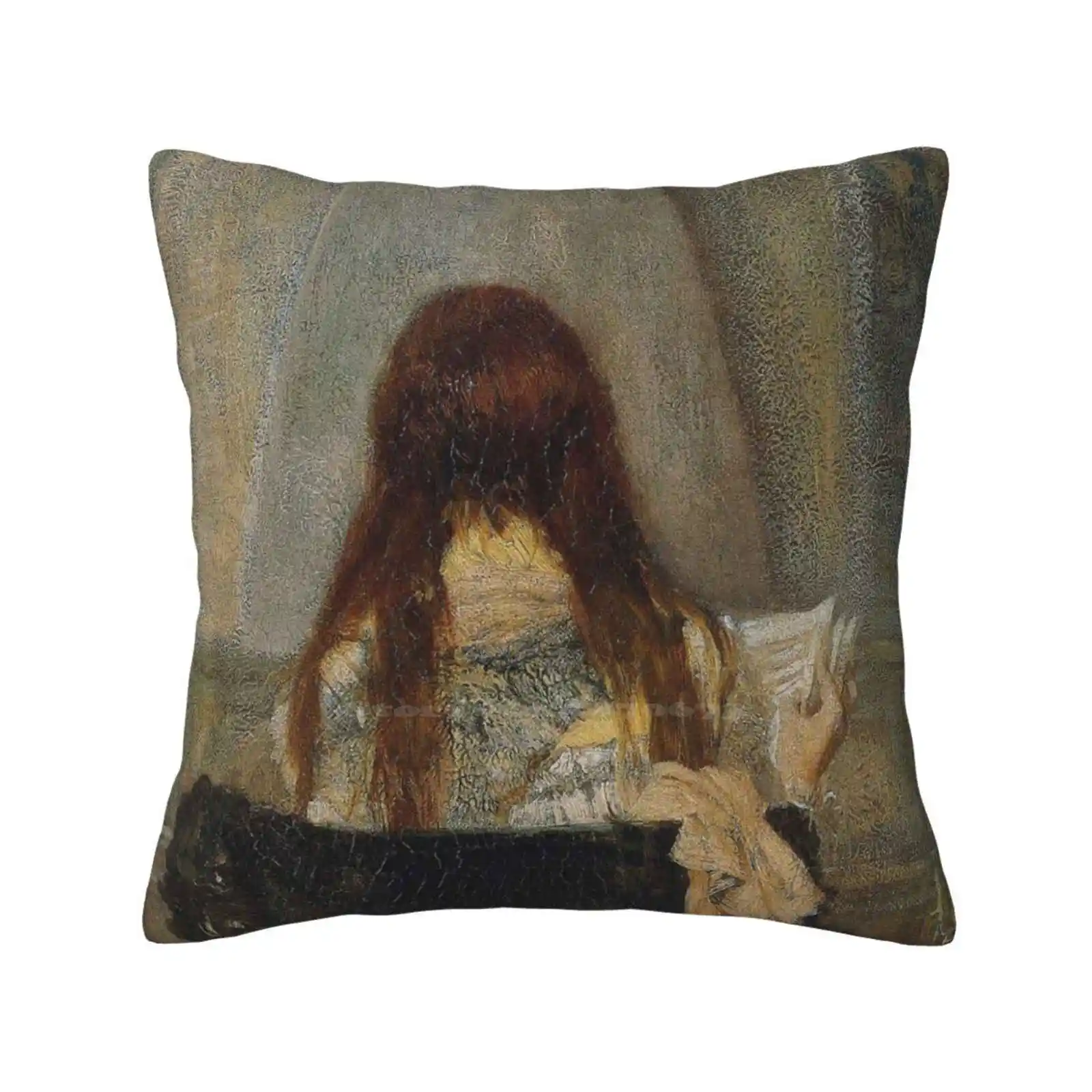 Aesthetic Dark Academia Art For Dark Academia Lovers , Lady At The Spinet ( 1871 ) Home Sofa Car Cushion Cover Pillowcase