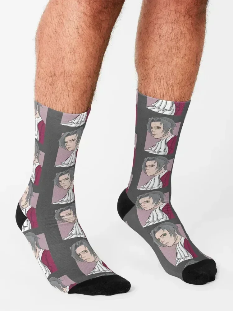 Miles Edgeworth Portrait Socks Wholesale Heating sock Lots hiking Socks For Girls Men's