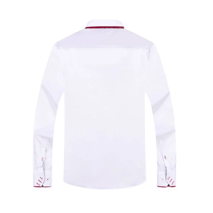 2023 Spring/Fall Men\'s Slim Fit Long Sleeve Shirts Free Iron Chinese Double Collar Trend White Fashion Business Casual Shirt