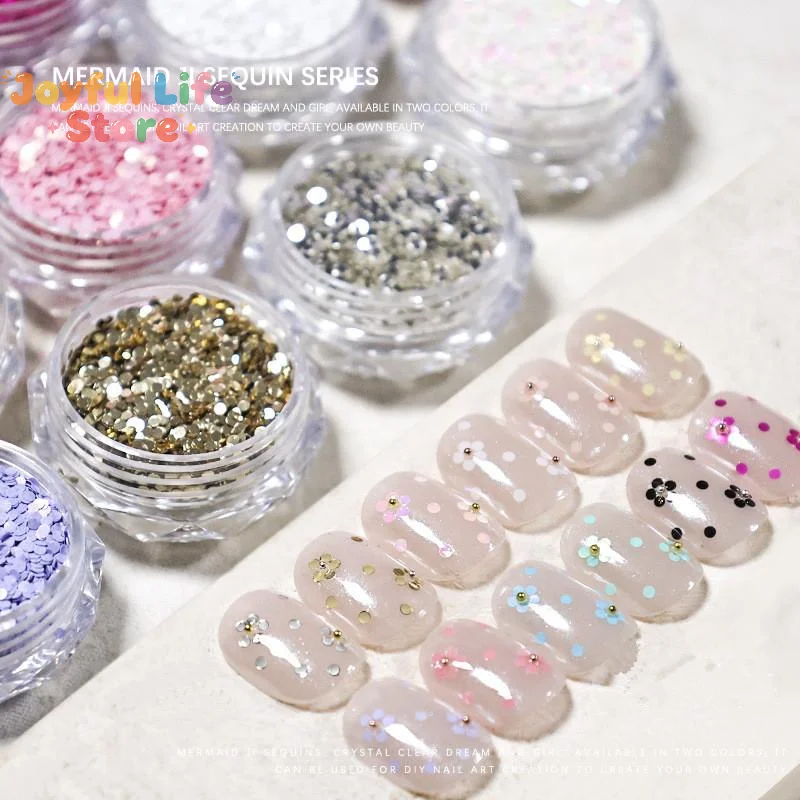 New 1mm Mini Sparkling Nail Glitter Sparkling Circular Nail Decoration Nail Salon Design Cute Accessories DIY Nail Art Design