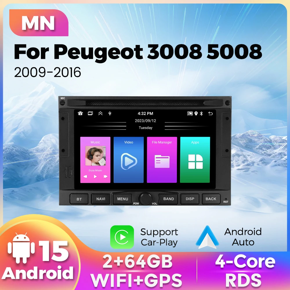 MEKEDE 7-Zoll-Android-GPS-System für Peugeot 3008 5008 Partner Citroen Berlingo 2010–2016 Autoradio-Bildschirm WIFI Carplay HeadUnit