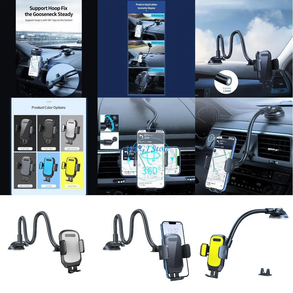 

37JE Car Phone Mount Cradle Automatic Clamping Suction Cup 360° Rotations