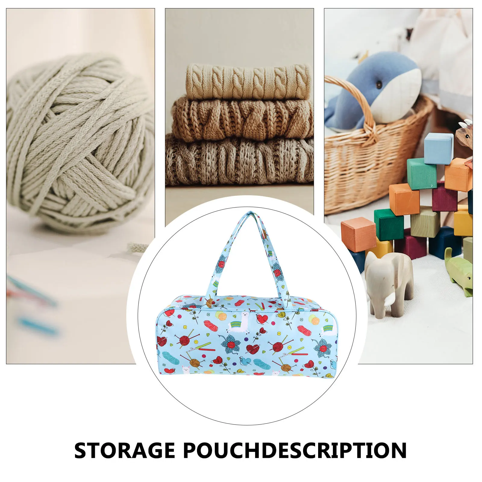 

Large Capacity Yarn Storage Bag Durable Lightweight Tote For Knitting Needles Single Shoulder Handbag Travel Outdoor Pouch